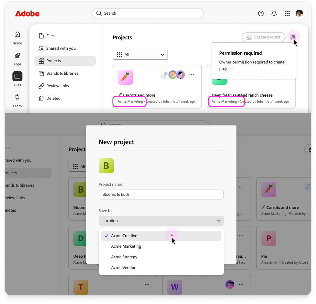 Consolidated profiles and workspace switcher