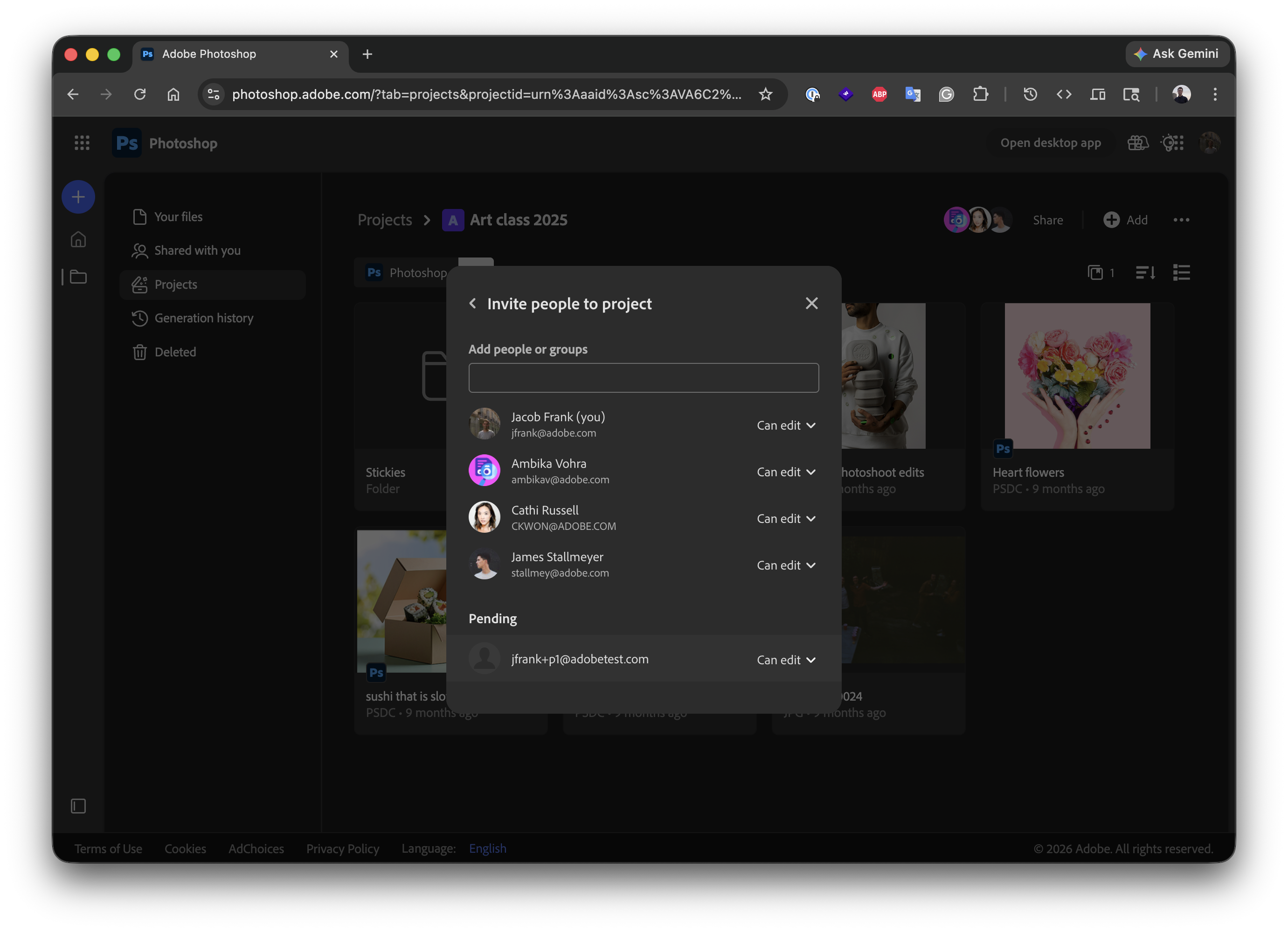 Member management screen — adding and removing collaborators