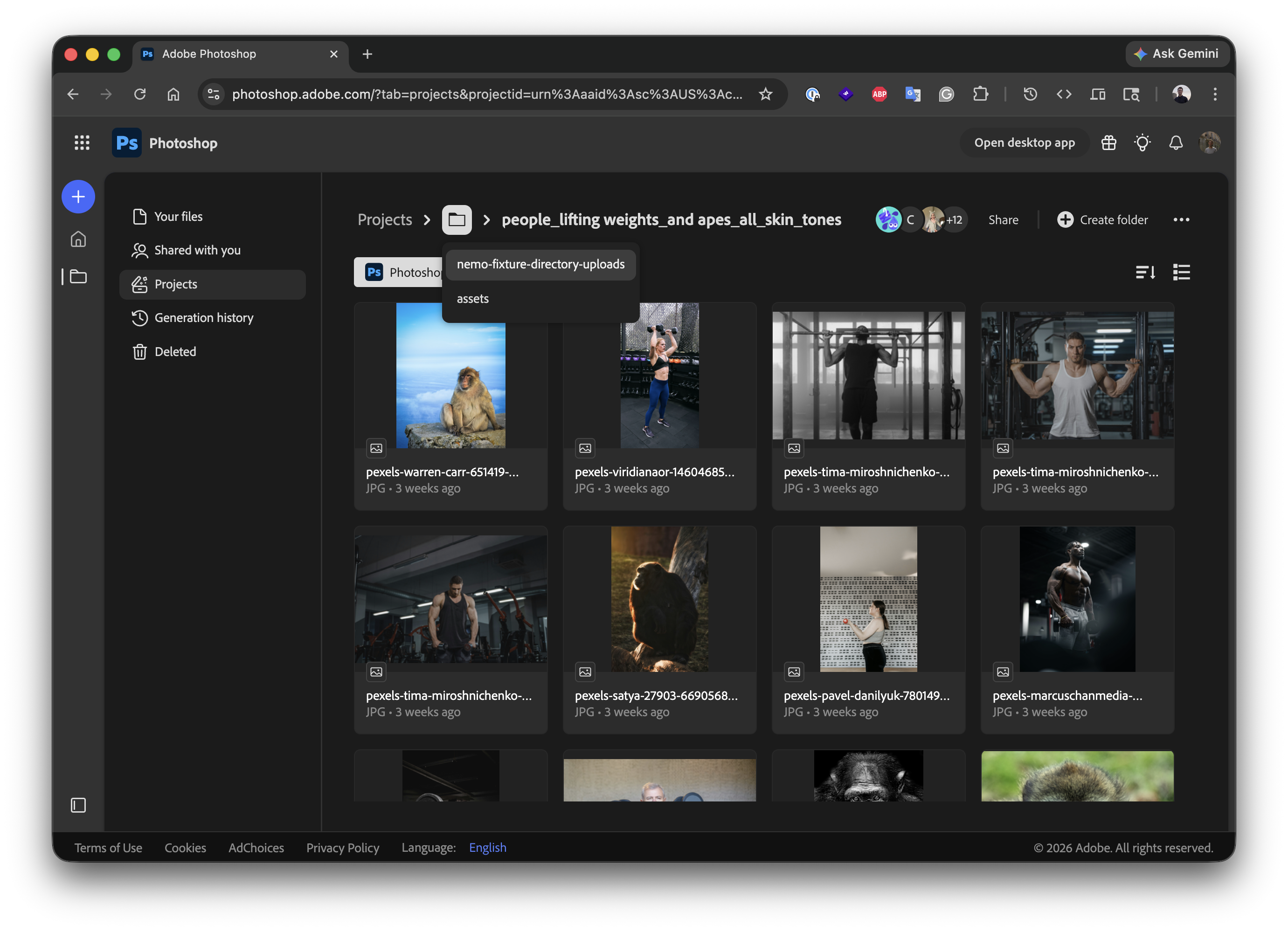 Breadcrumb navigation inside a project