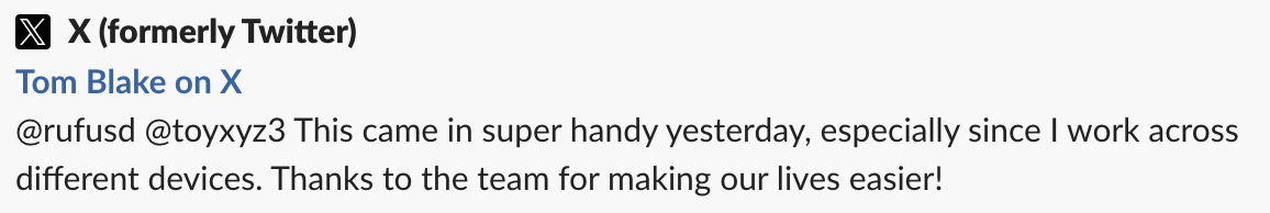 User thanking the team for the Libraries integration